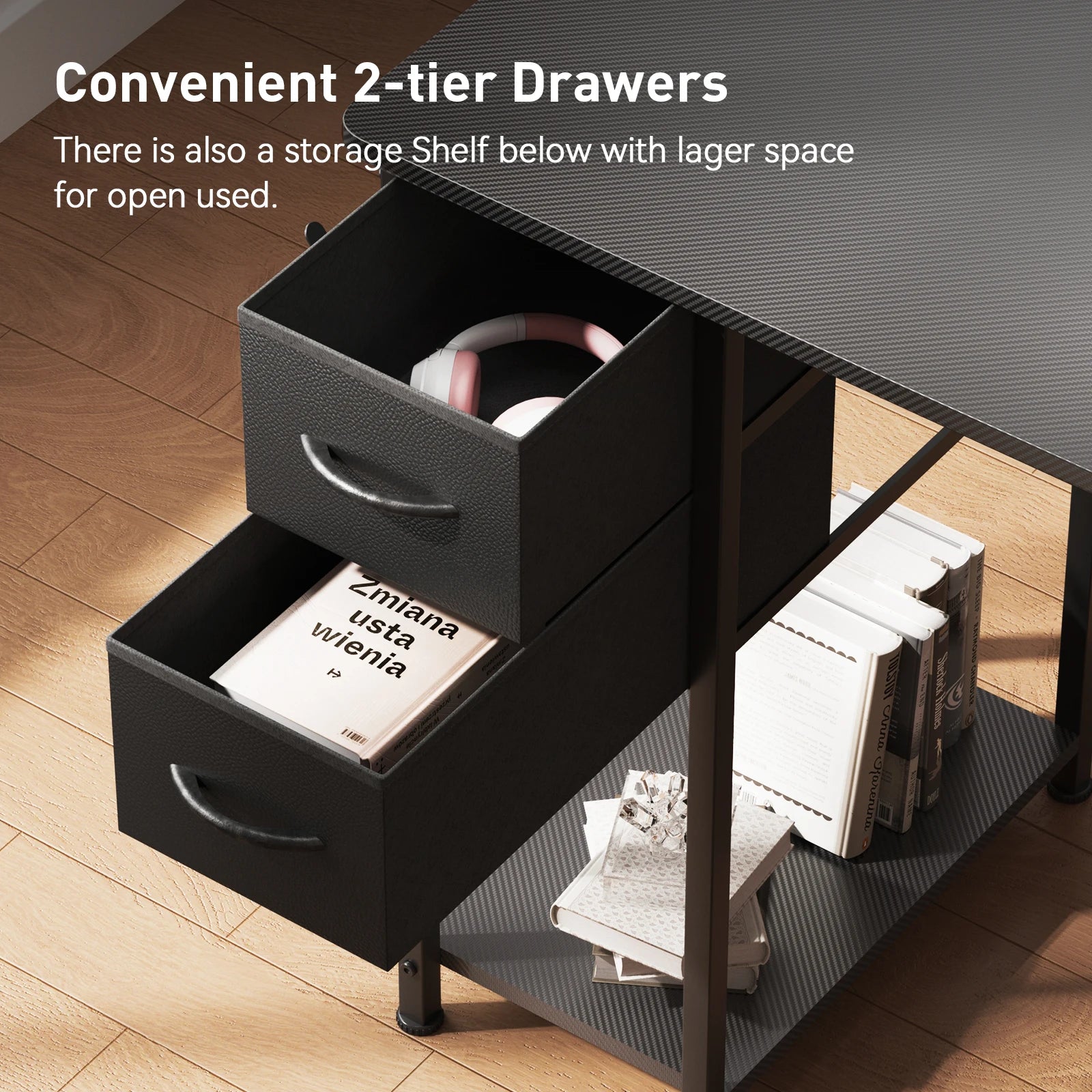 L-Shape Gaming Desk with Drawers