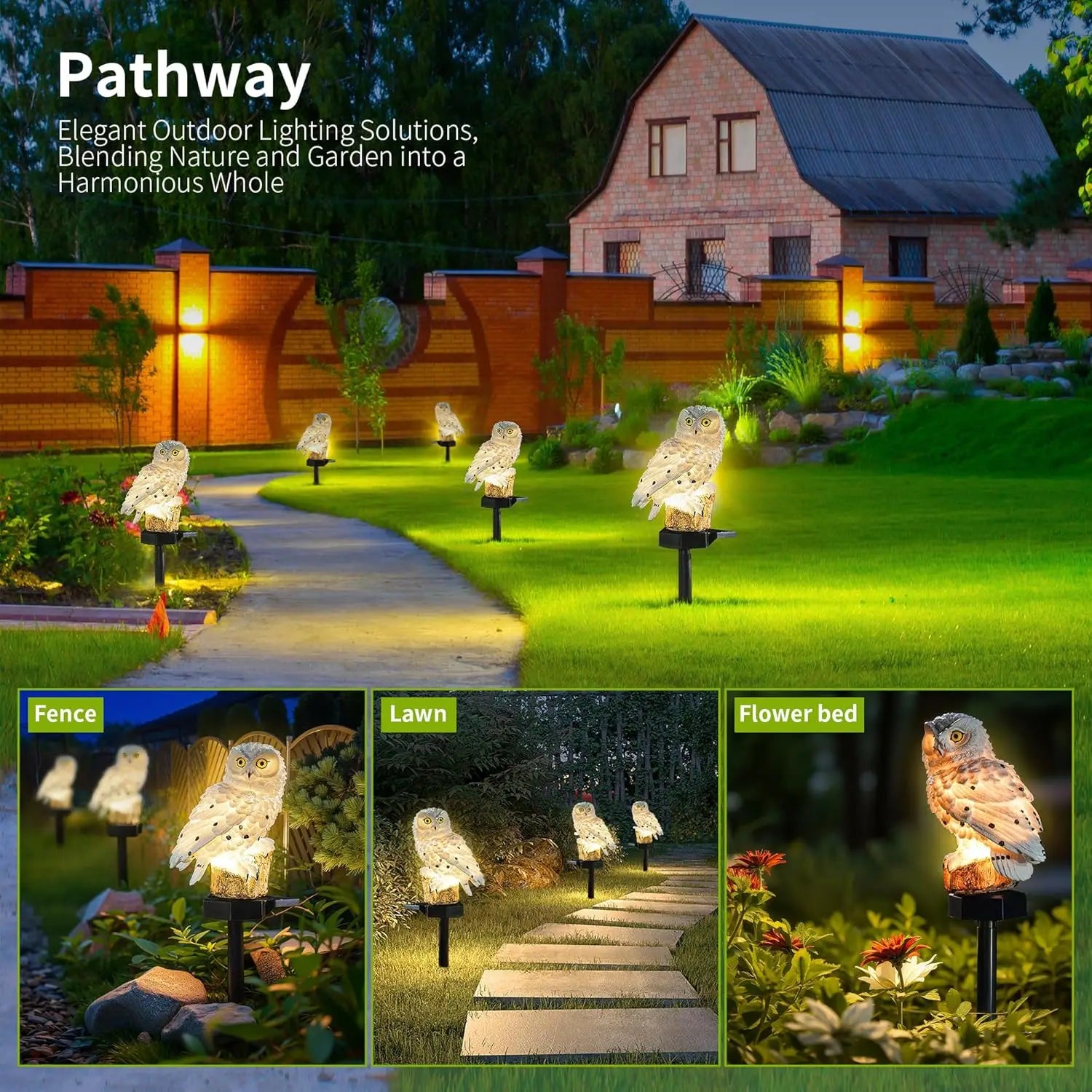 2pcs Solar-Powered LED Owl Garden
