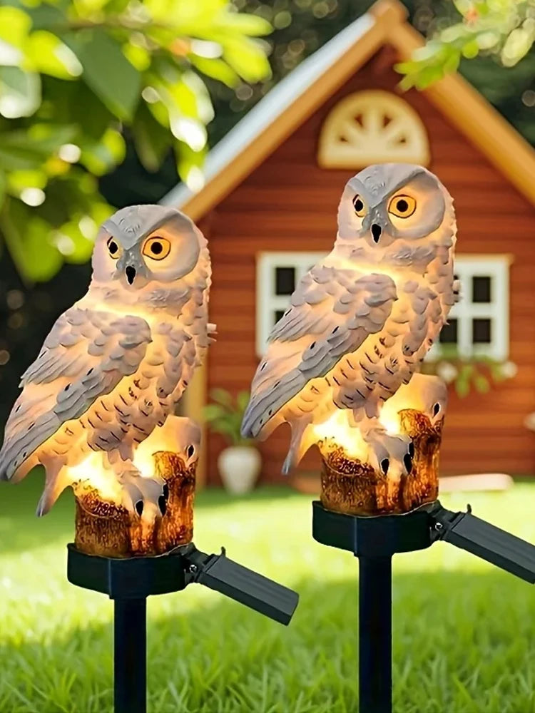 2pcs Solar-Powered LED Owl Garden