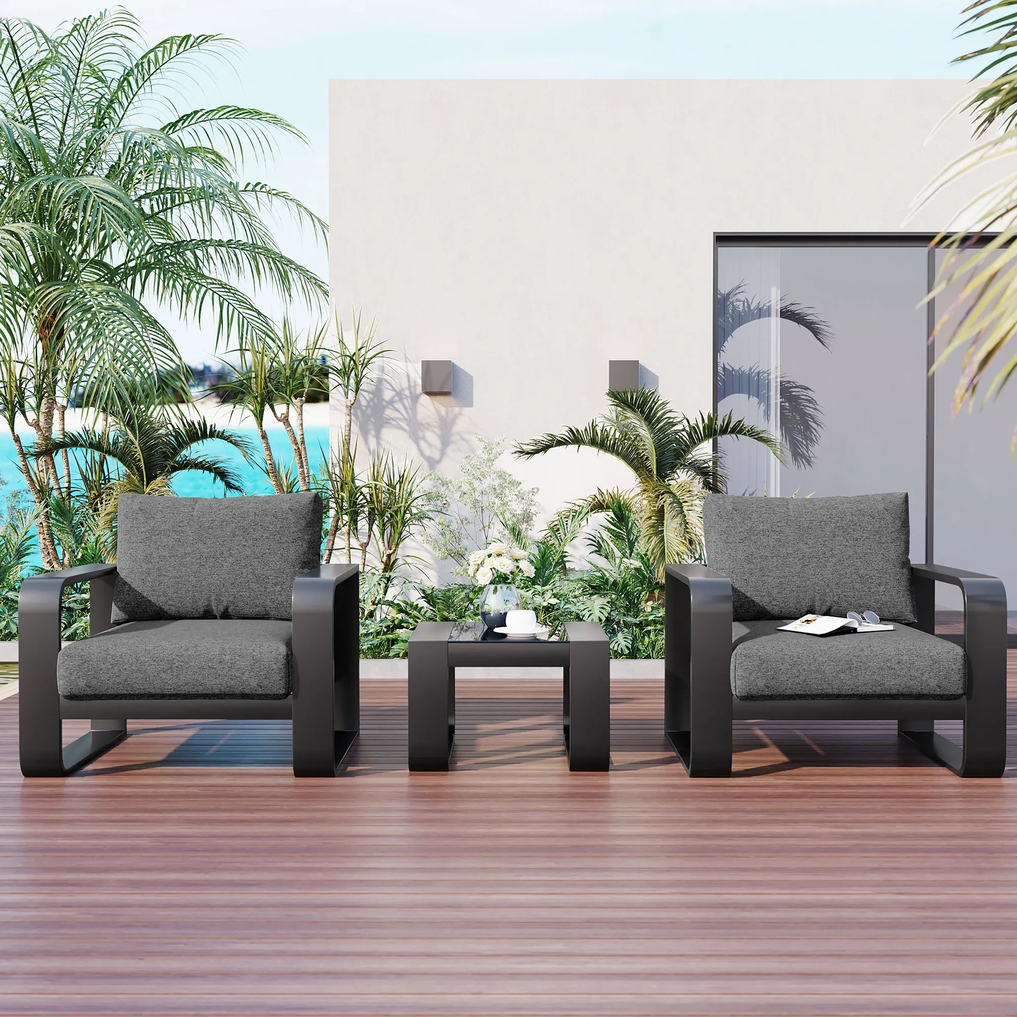 3-pieces Aluminum Frame Patio Furniture