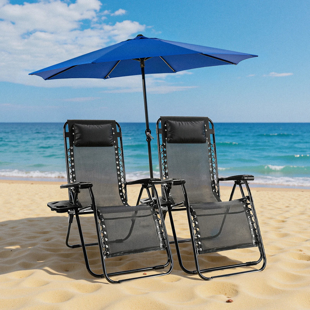 JHK Zero Gravity Set of 2 Portable Recliner Camping Chair