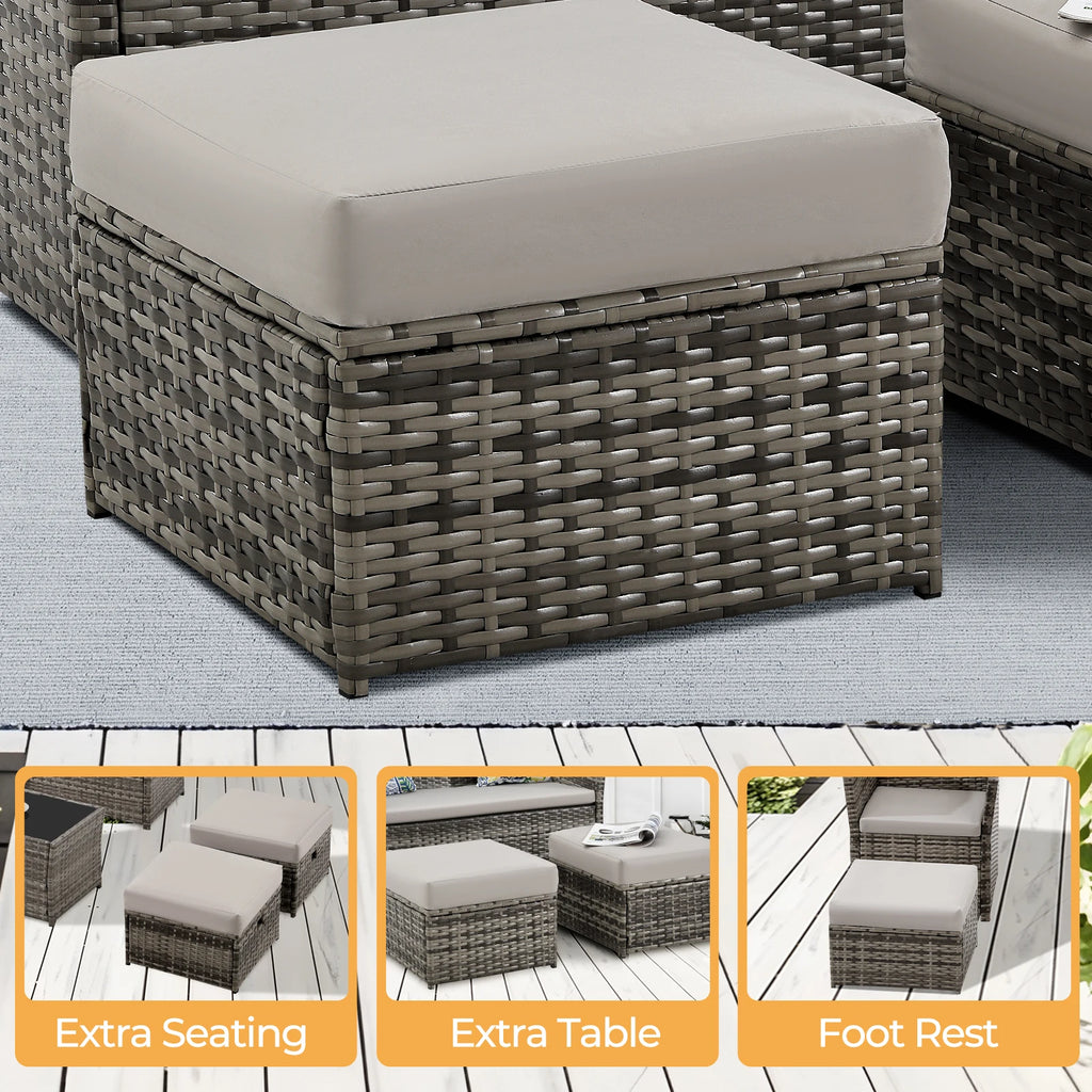 Patio Furniture Set 2 Pieces Ottoman