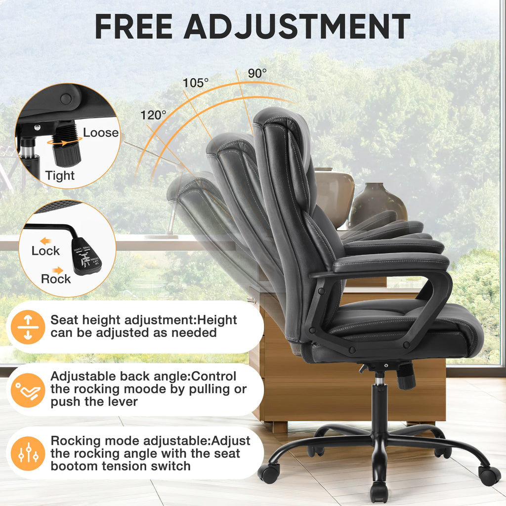 Ergonomic PU Leather Rocking Gaming Chair