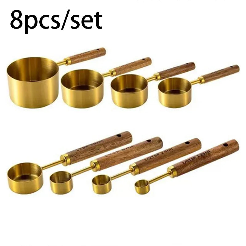 Gold Measuring Cups & Spoons Set (8-Piece)