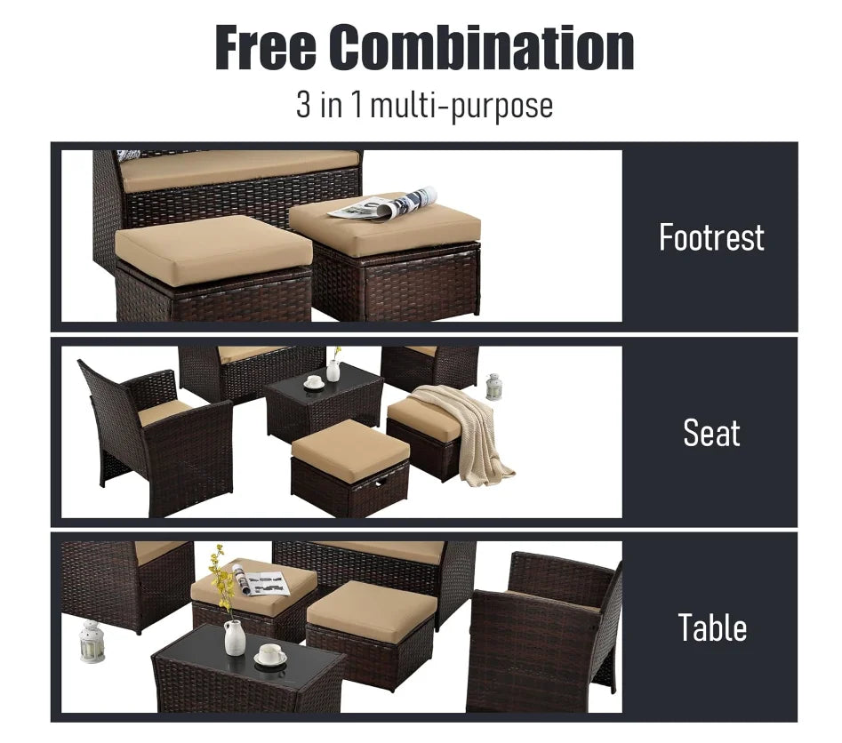 Patio Furniture Set 2 Pieces Ottoman