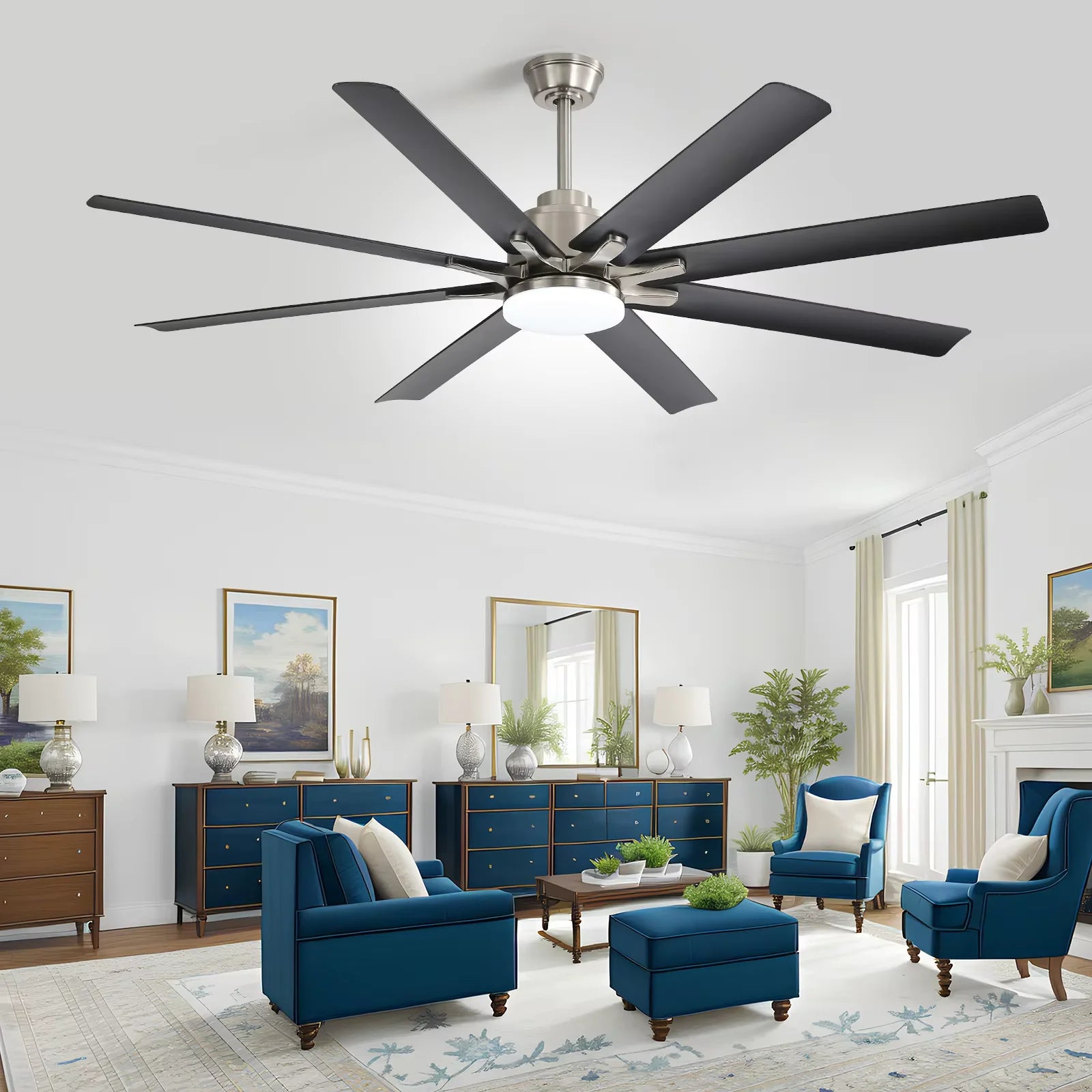 Modern 66-inch Ceiling fan with LED