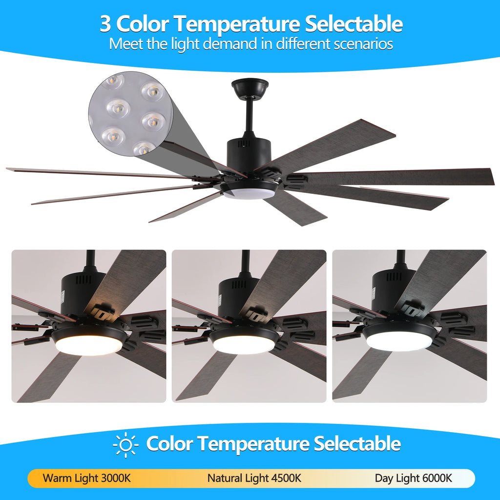 72 Inch Large Diameter Black Ceiling Fan