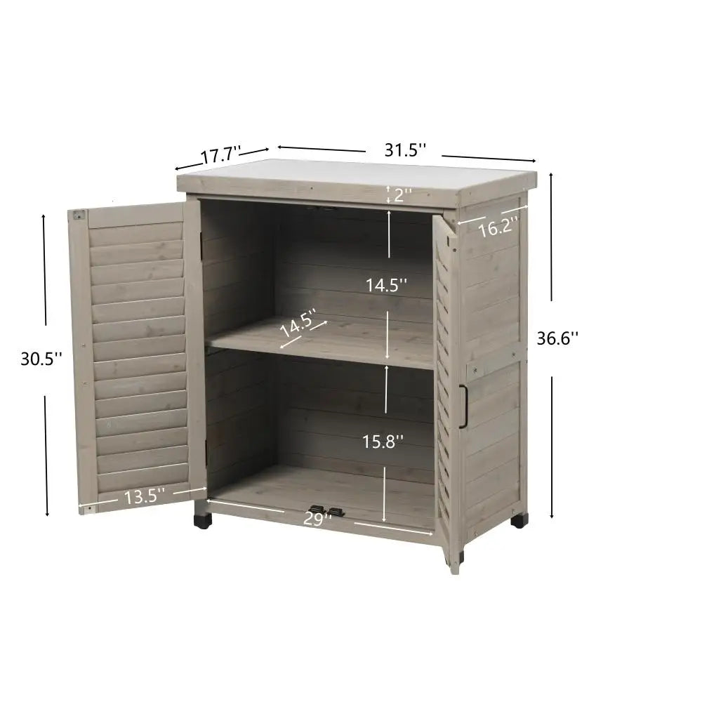 Storage Cabinet and Metal Table Top for Outdoor Patio