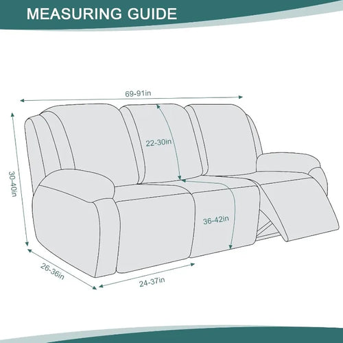 3-Seater Recliner Sofa Cover (Dark Gray)