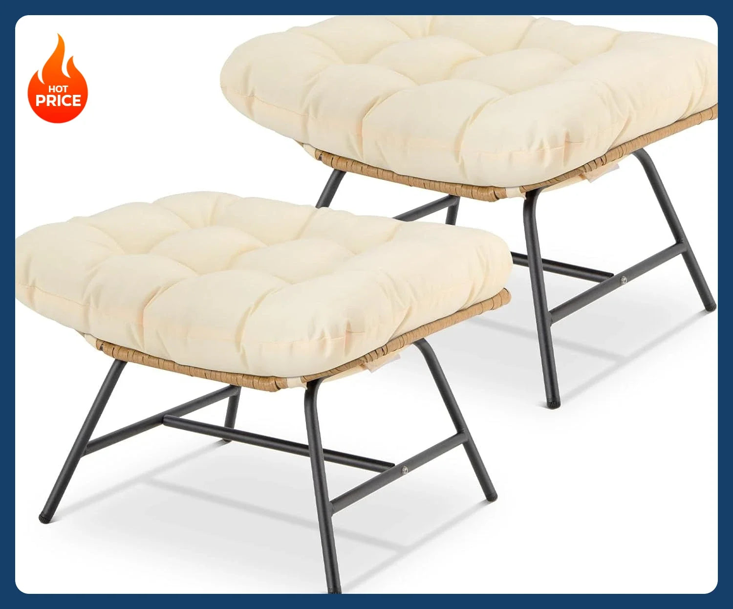 Indoor Outdoor Ottoman Set of 2,