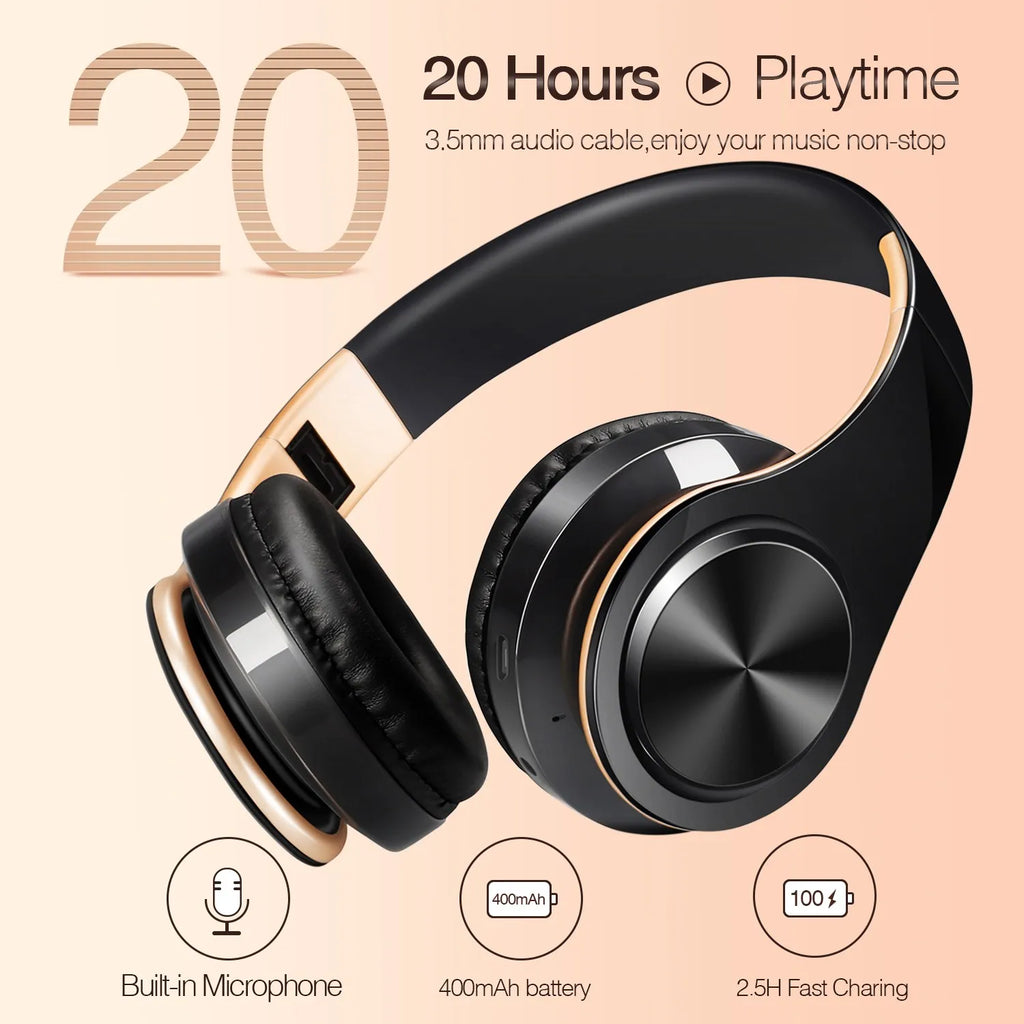 Men Gift Gold Wireless Headphones Bluetooth Earphone
