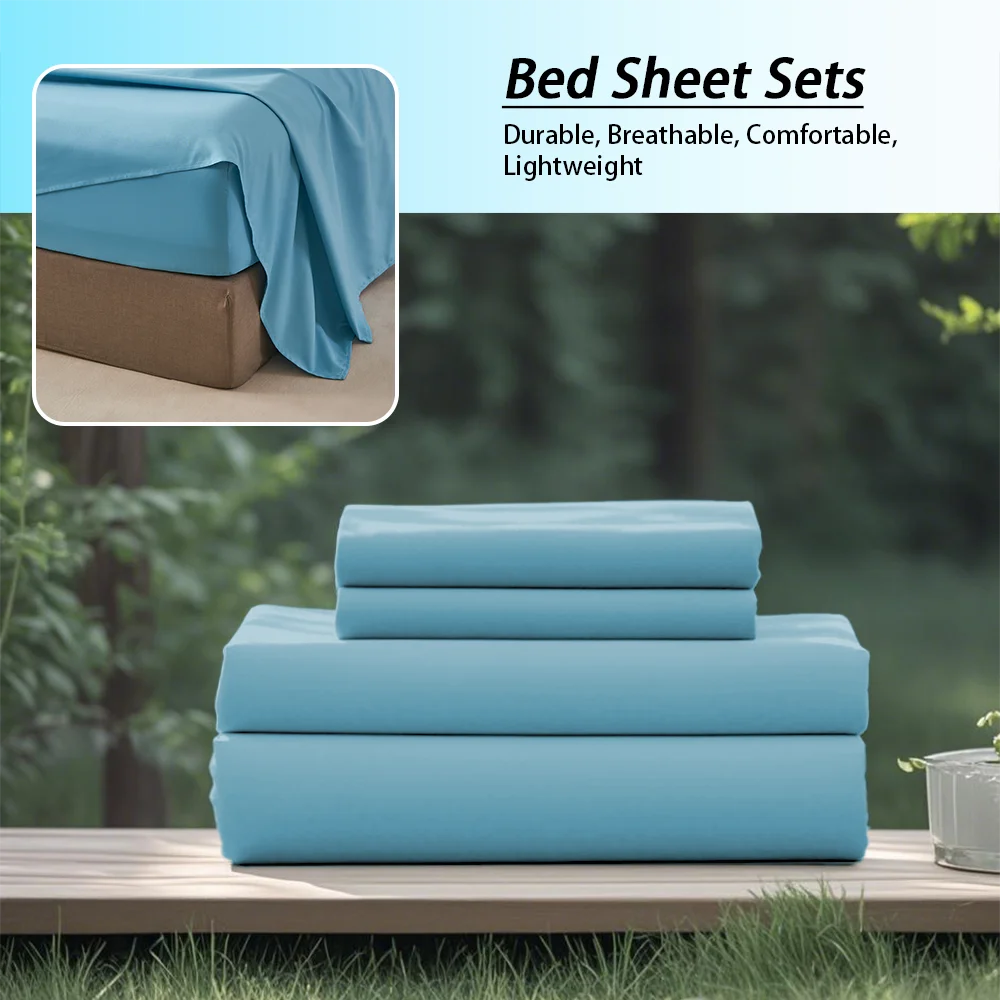 3/4Pcs soft solid color home bedding set