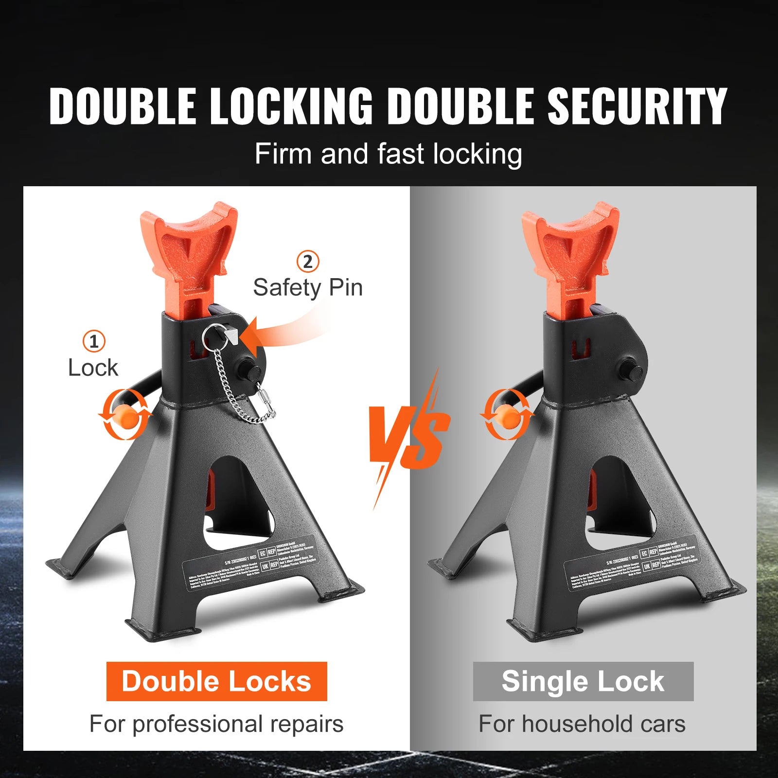 SucceBuy Jack Stands 3/6 Ton Capacity Car Jack Stands Double Locking Adjustable Height for lifting SUV Pickup Truck Car UTV ATV