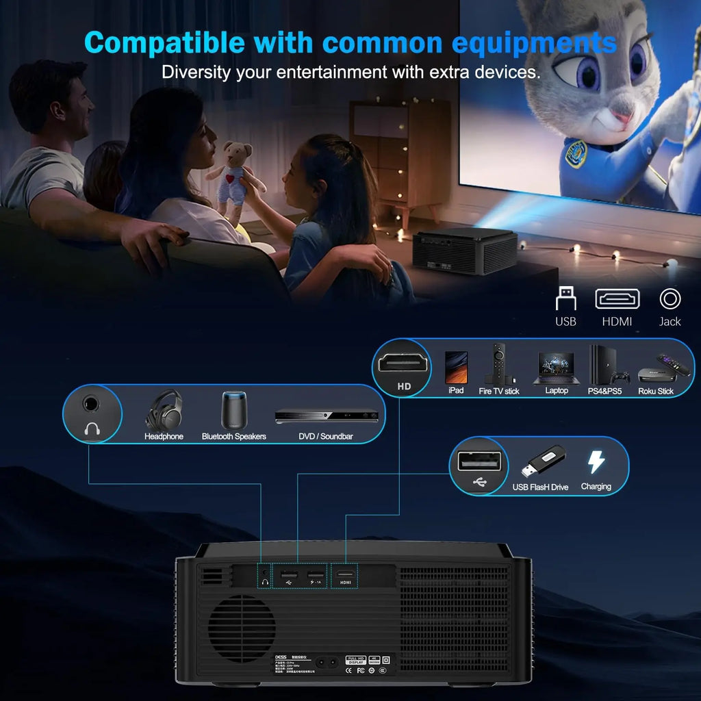 DESS Projector 4k Auto Focus Voice Control Home Theater with Netflix & Google TV Projector