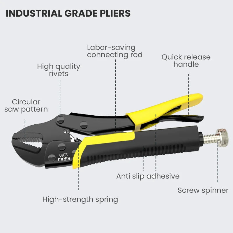 5 pcs Locking Pliers Set Quick Release Curved Mouth Powerful Pliers Versatile Tool