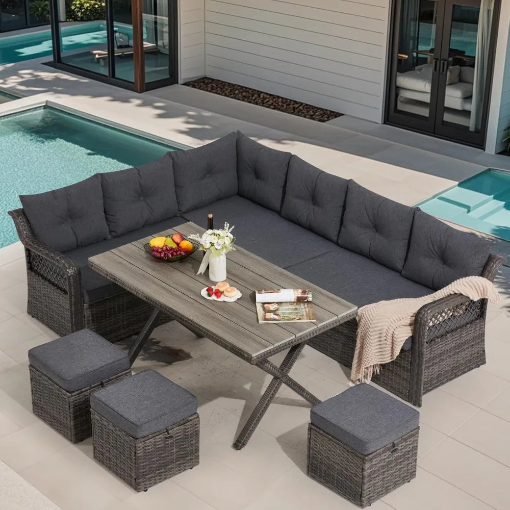 7 Pieces Patio Furniture Sets, Outdoor Dining Set.