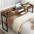 Queen Size Over Bed Desk with Adjustable, Mobile Laptop Cart Computer Desk