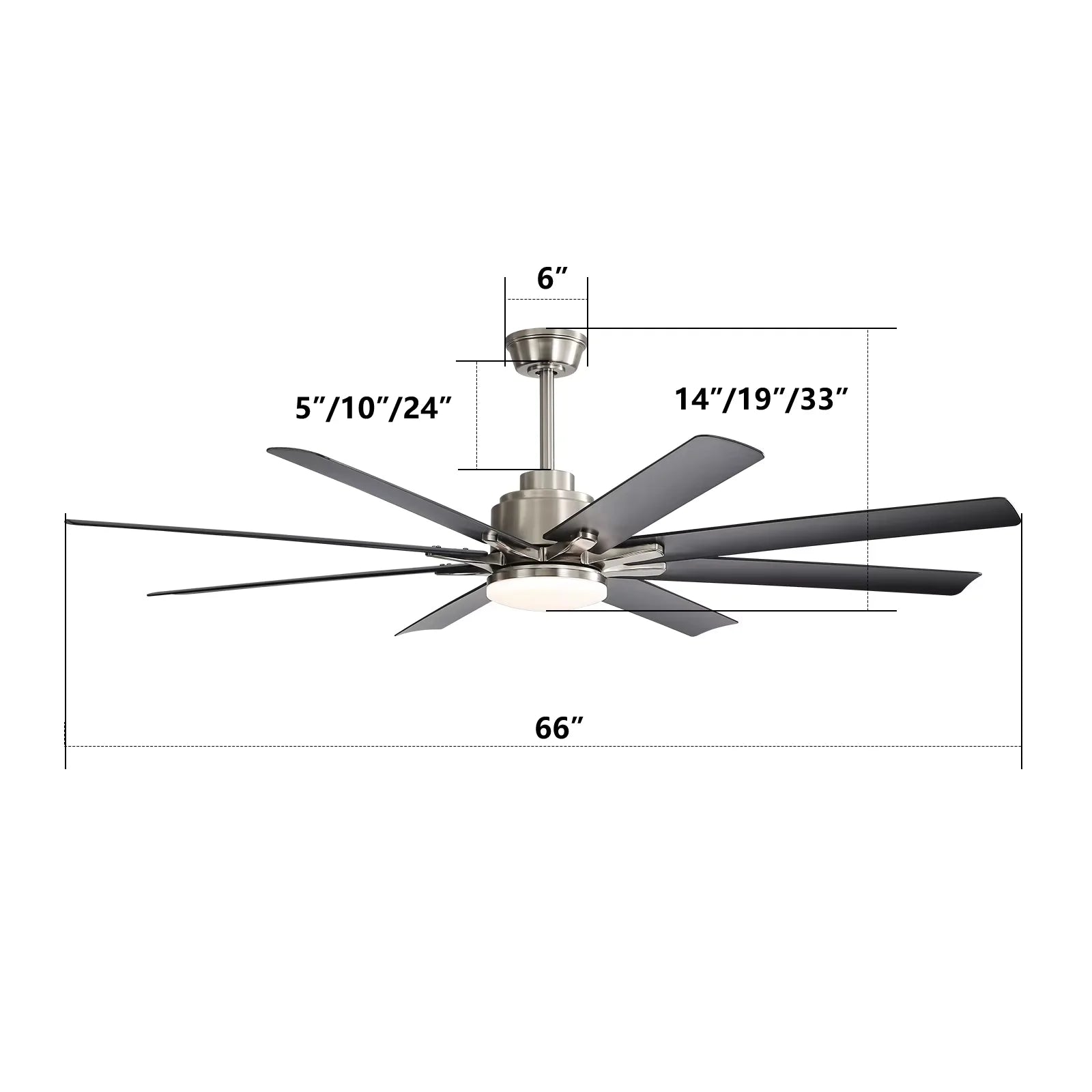 Modern 66-inch Ceiling fan with LED