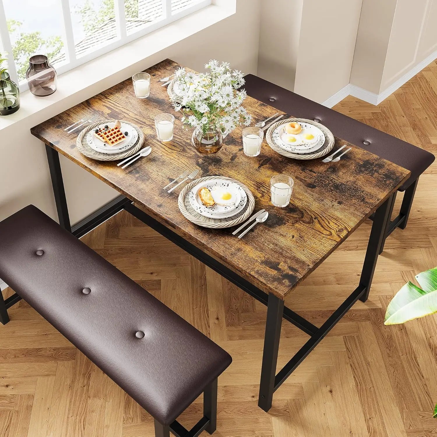 Brown Dining Table Set for 4