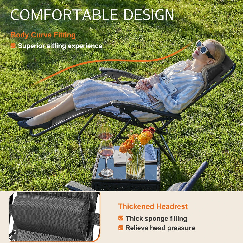 JHK Zero Gravity Set of 2 Portable Recliner Camping Chair