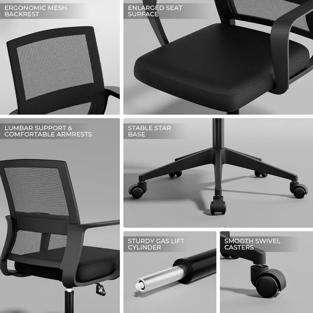 SUKIDA Mid-Back Upholstery Mesh Office Chair