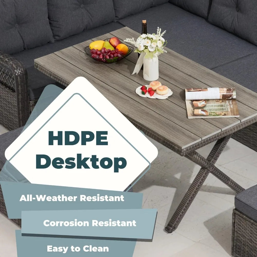 7 Pieces Patio Furniture Sets, Outdoor Dining Set.