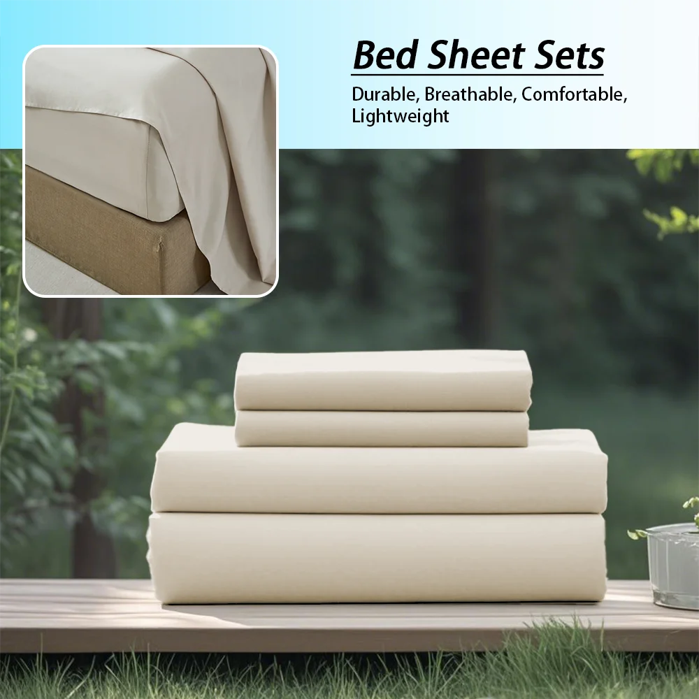 3/4Pcs soft solid color home bedding set