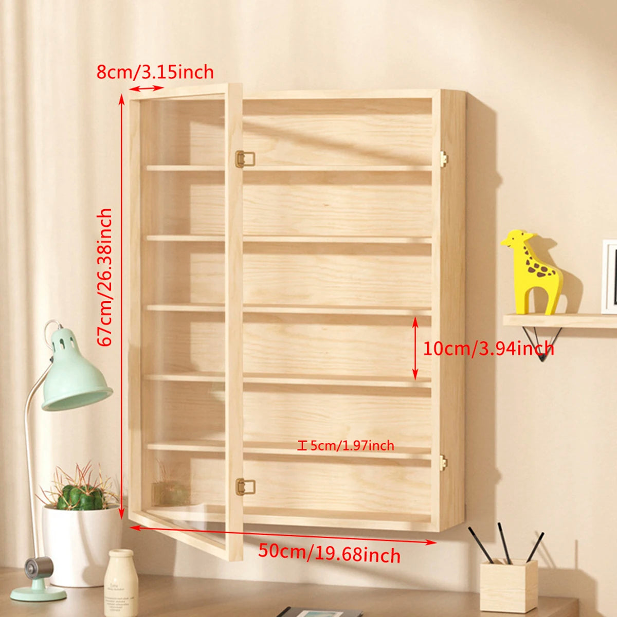 6 Layers Solid Wood Wall Mounted Cabinet