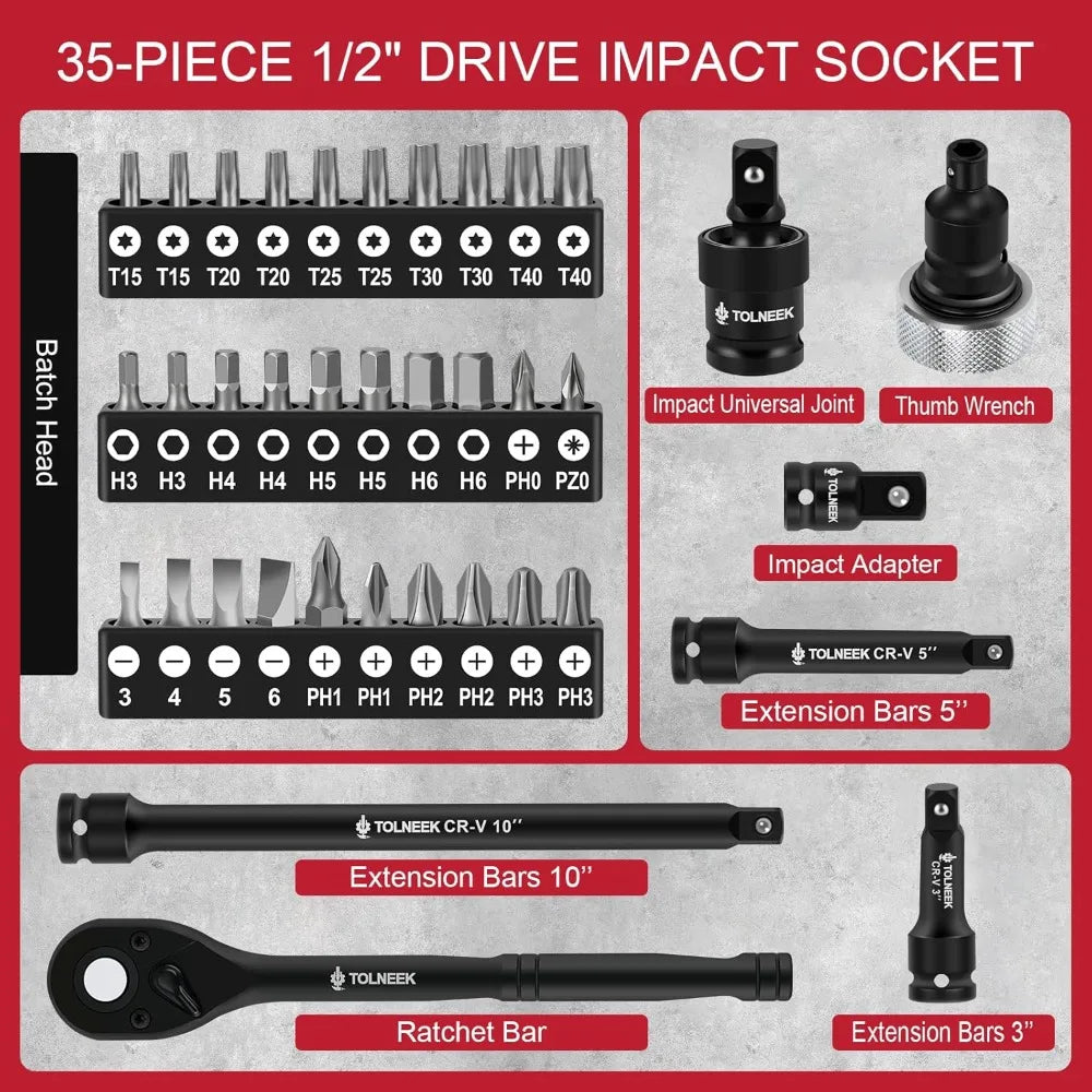 63-Piece 1/2" Drive Impact Socket Set