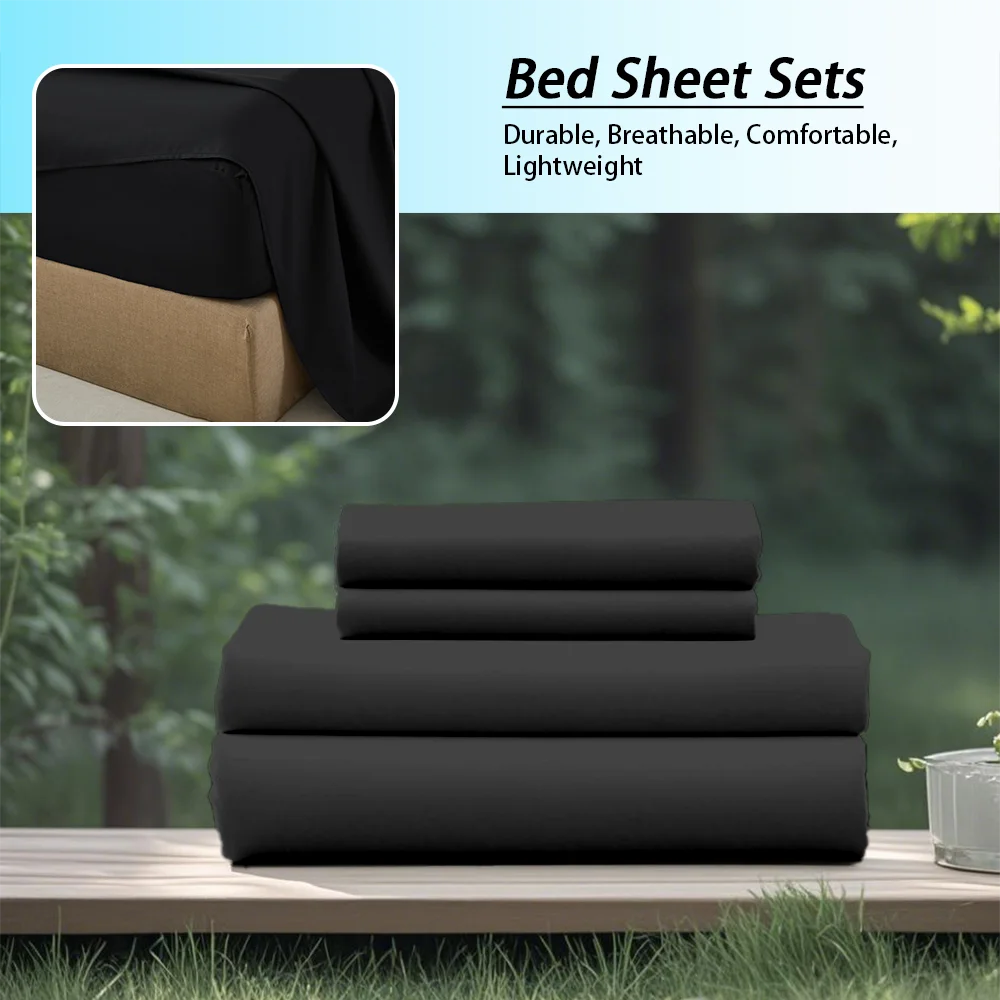 3/4Pcs soft solid color home bedding set