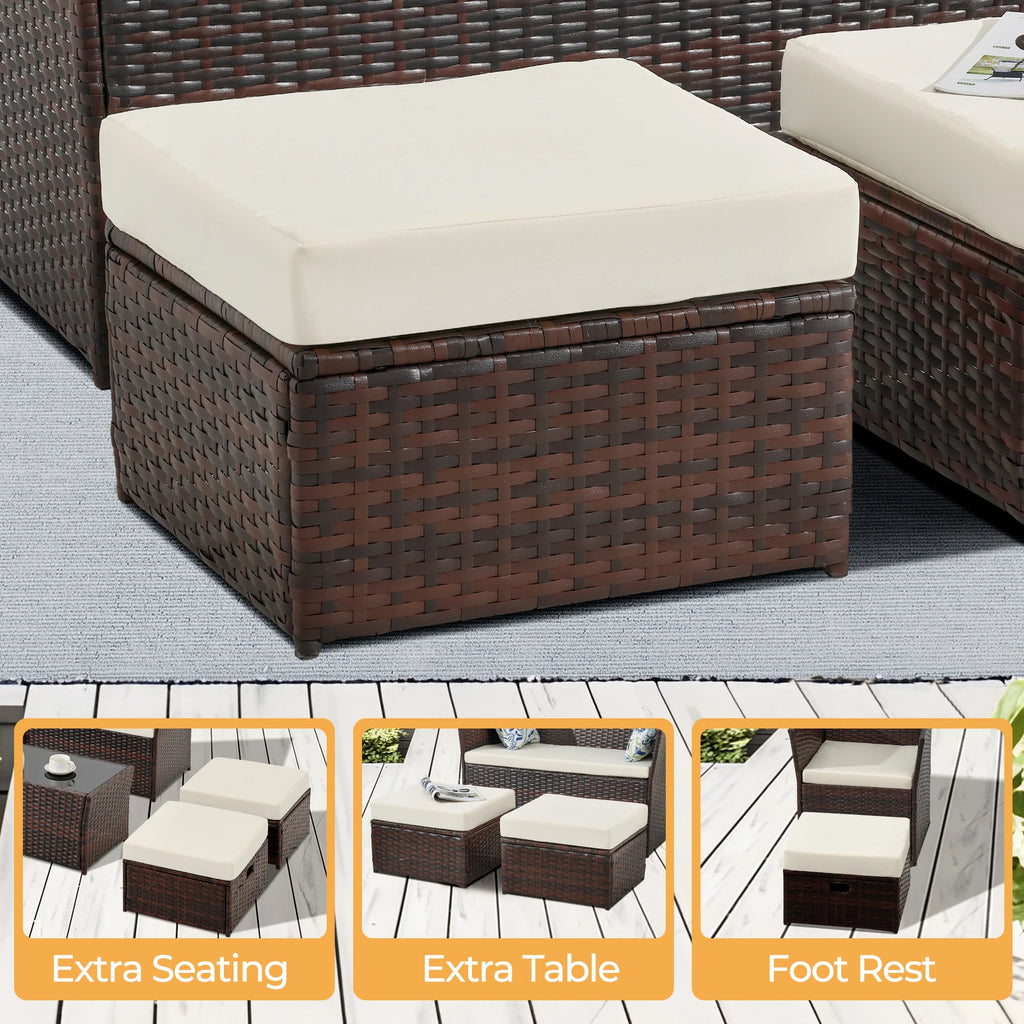 Patio Furniture Set 2 Pieces Ottoman