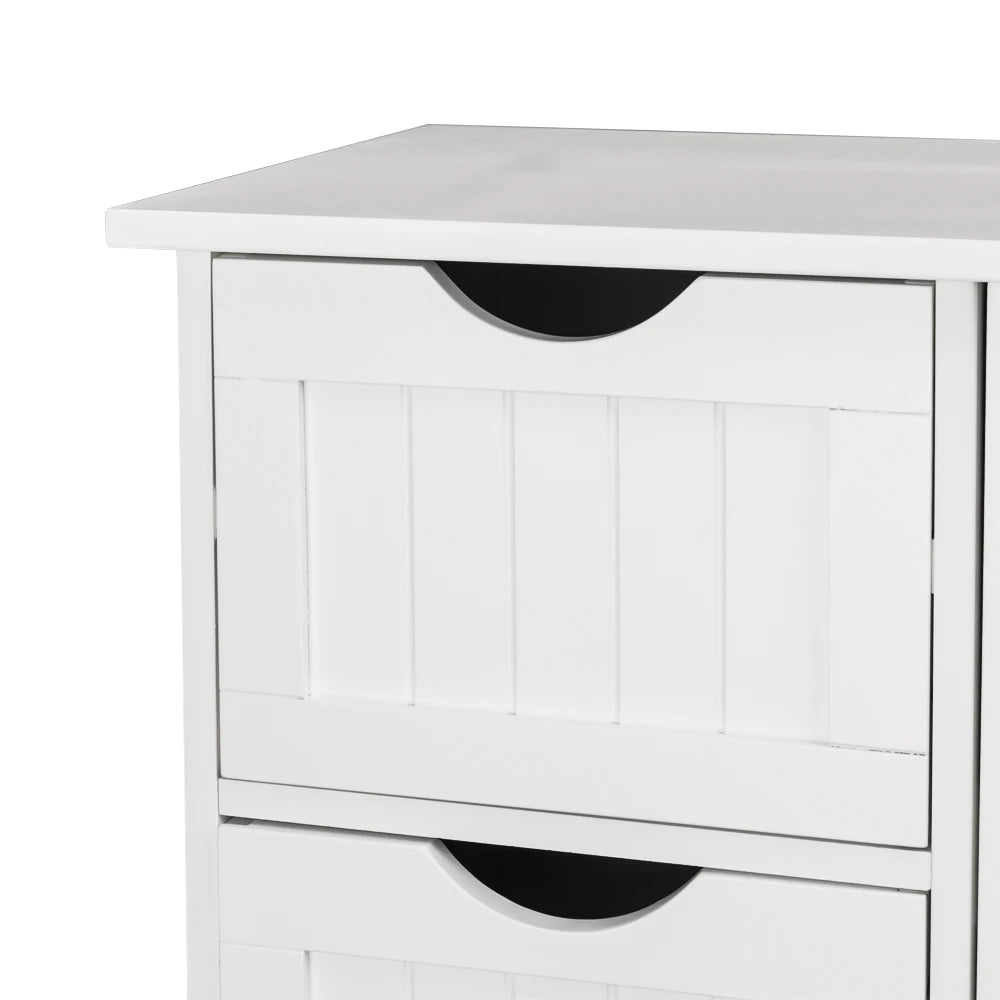 Single Door Storage Cabinet with 4 Drawers White