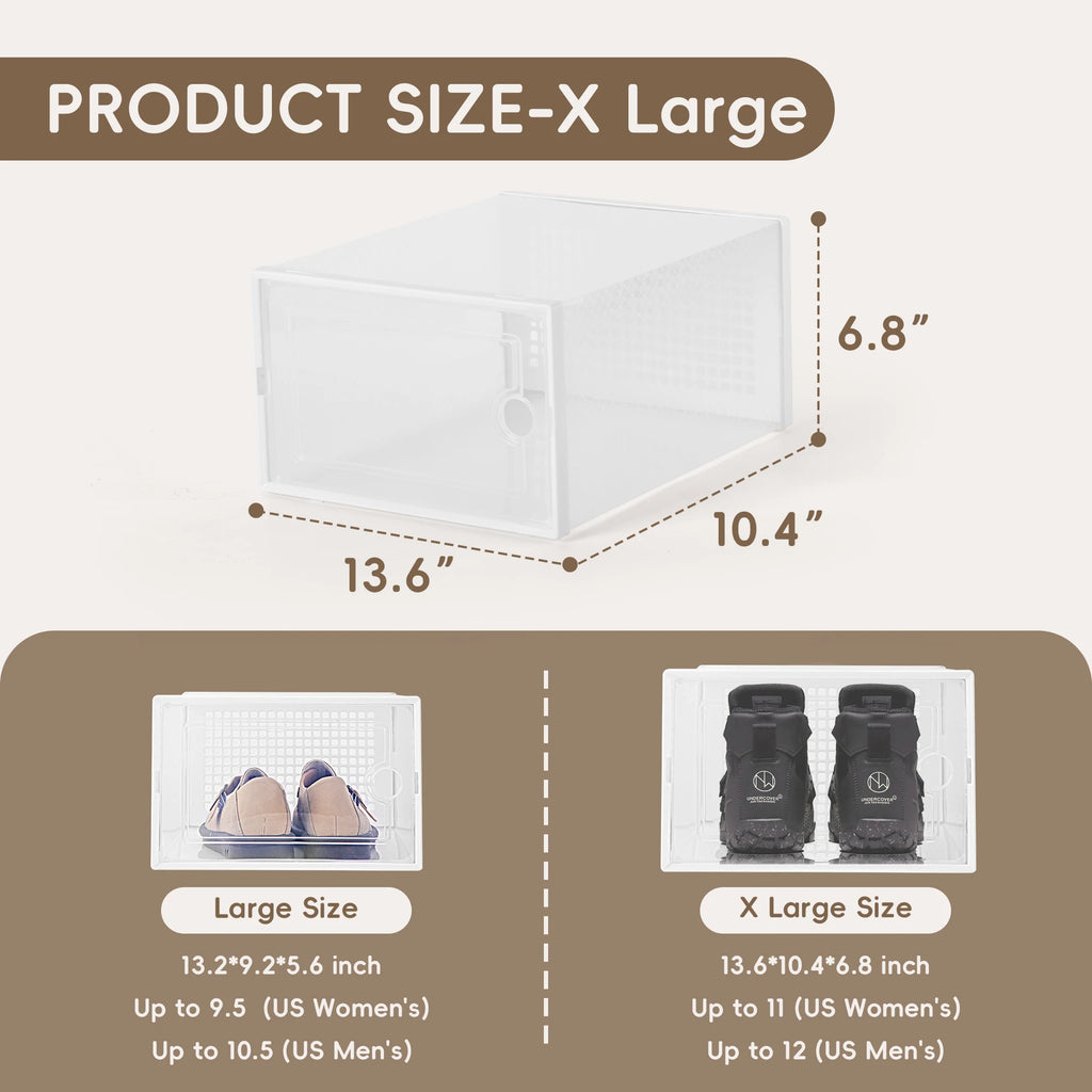 12-Pack Clear Stackable Shoe Boxes