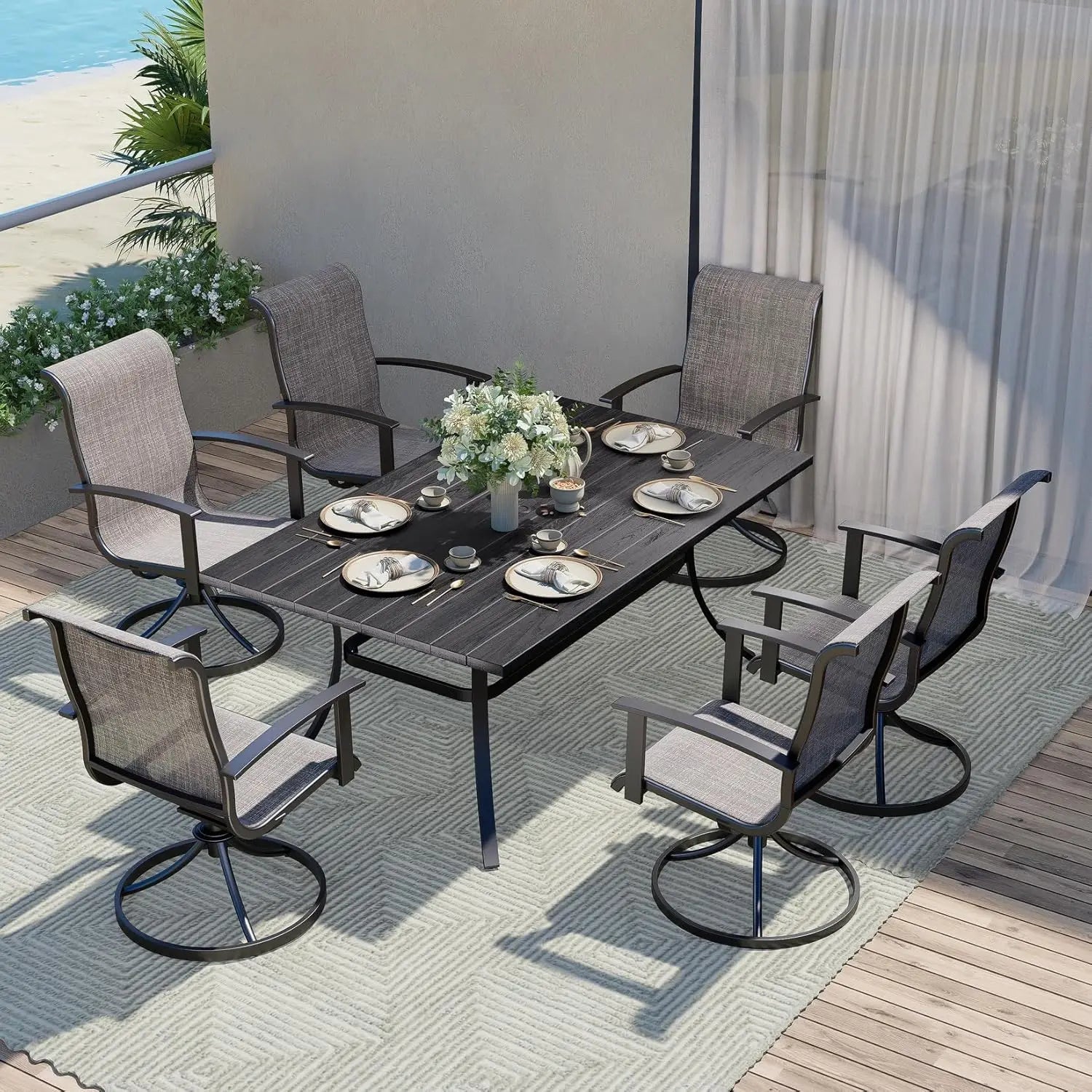 Outdoor Swivel Dining Chairs Set of 2