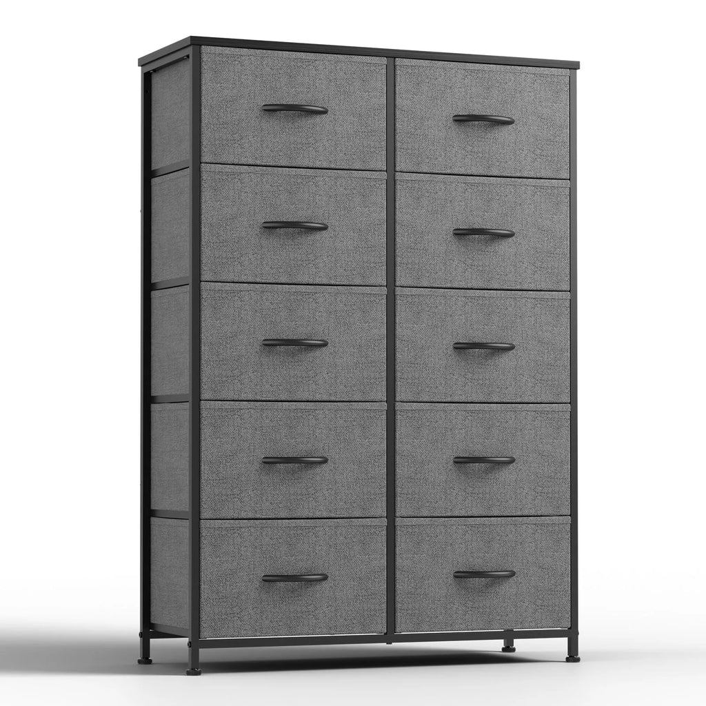 10 Fabric Drawers Nightstand Storage Cabinet