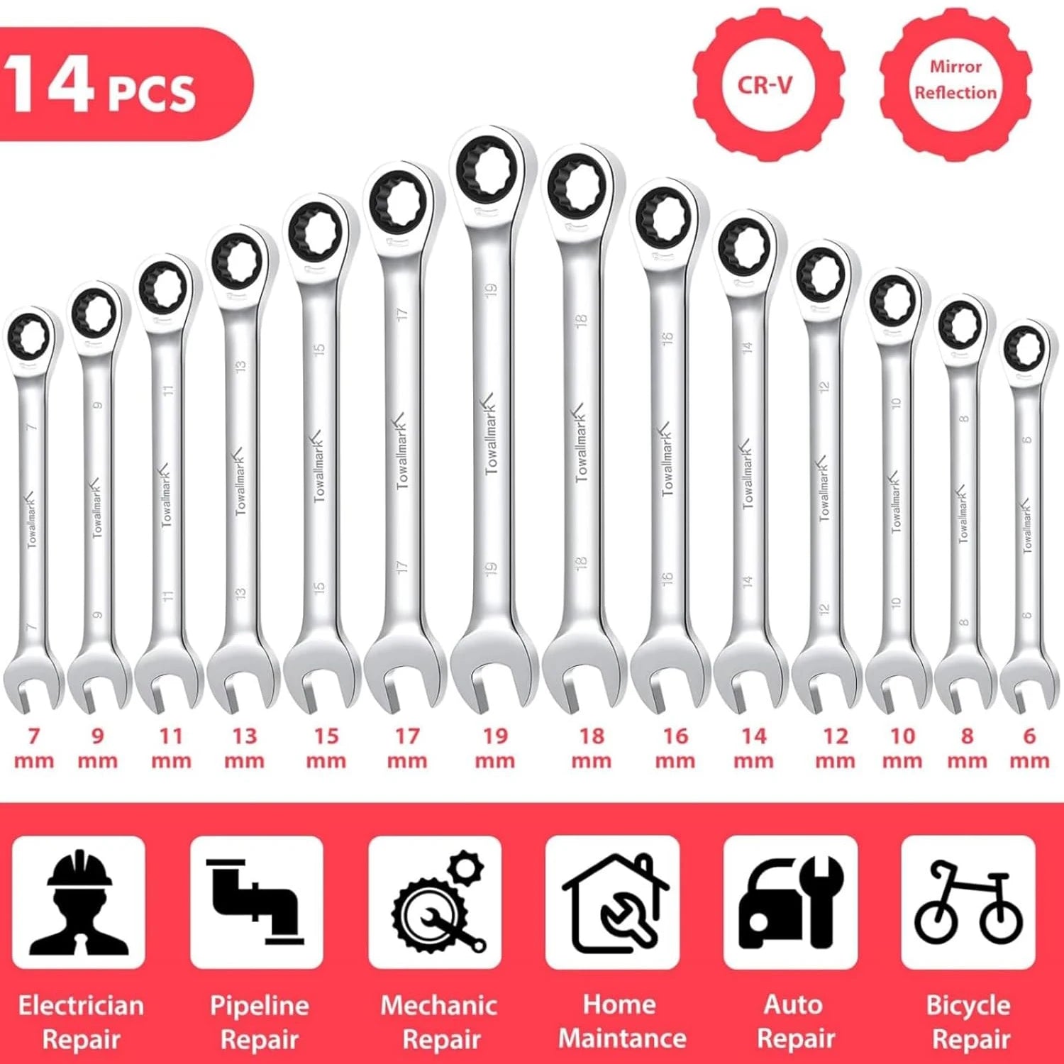 Ratcheting Wrench Set 14pcs, Metric
