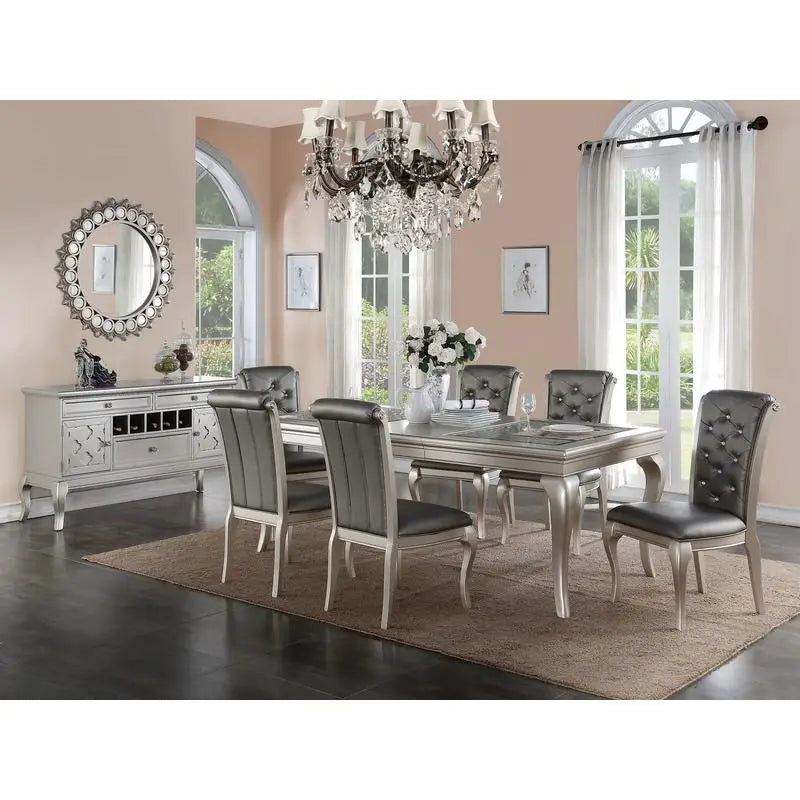 7pc Rect. Glass Dining Table Set