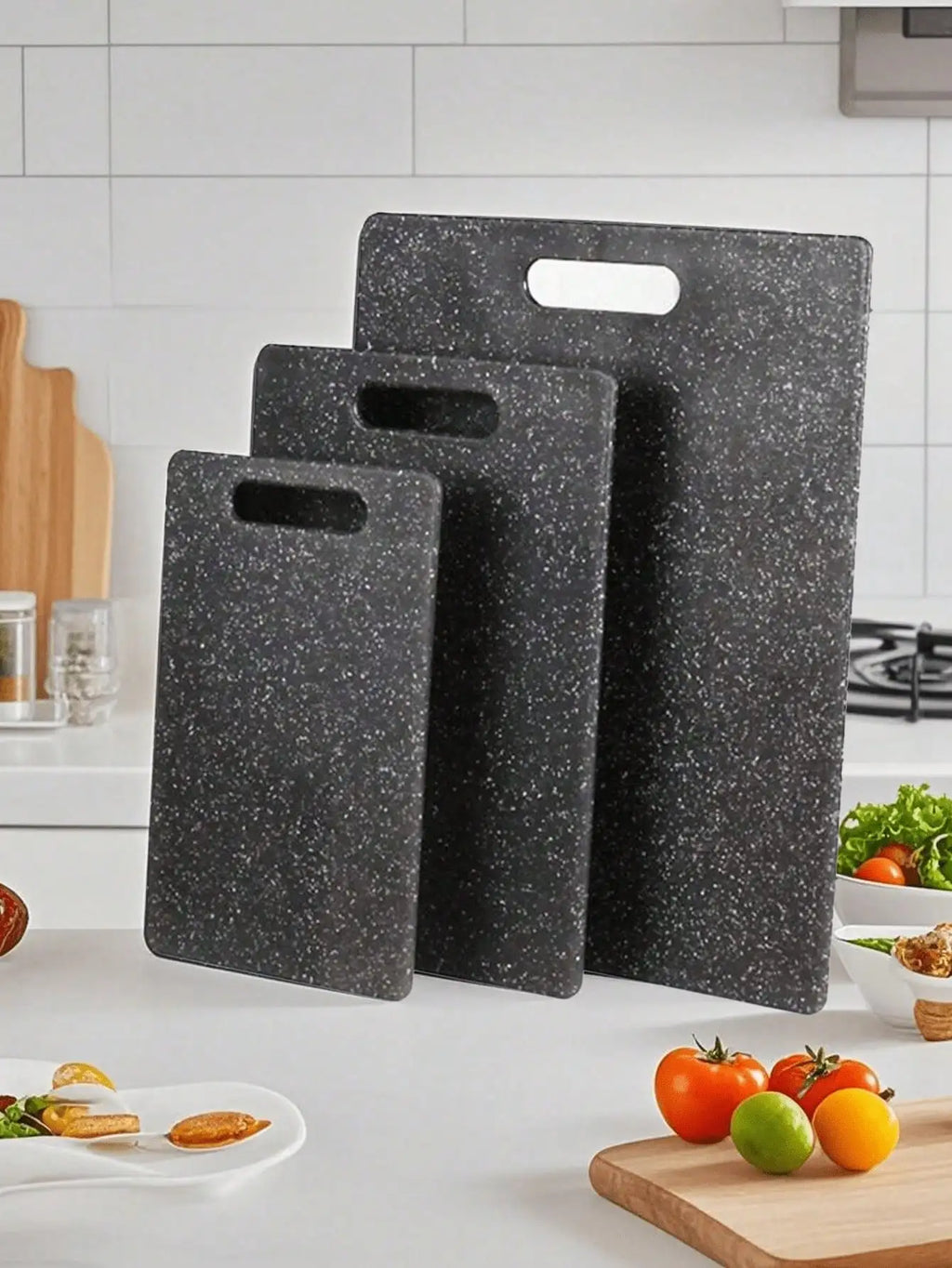 Marble Pattern Cutting Board Set (1/3 Pcs) – Multifunctional Kitchen Prep Board for Raw/Cooked Separation, Fruits & Kids’ Meals
