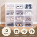 12-Pack Clear Stackable Shoe Boxes