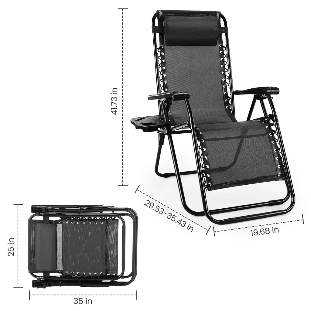 JHK Zero Gravity Set of 2 Portable Recliner Camping Chair