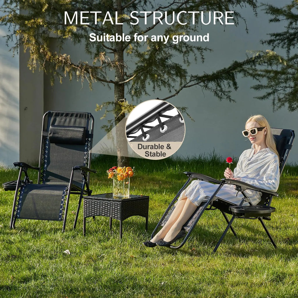JHK Zero Gravity Set of 2 Portable Recliner Camping Chair