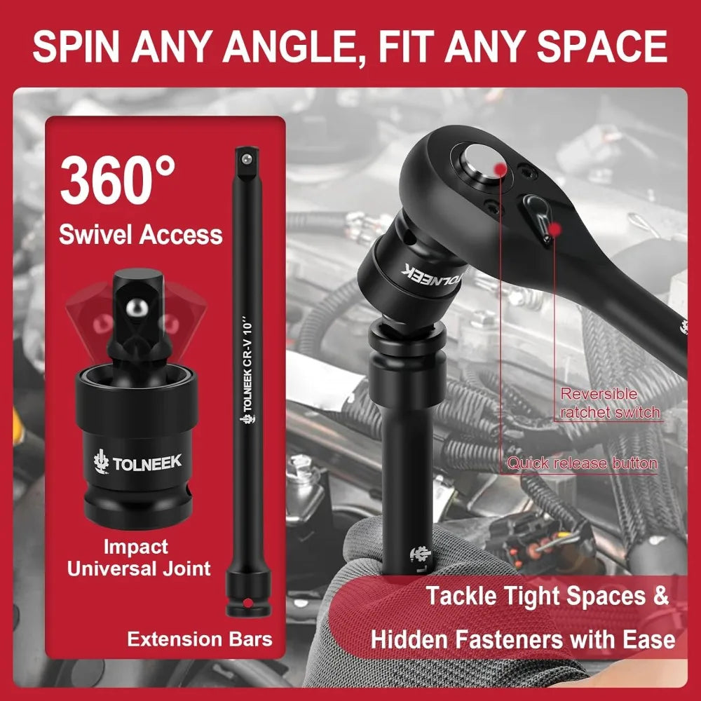 63-Piece 1/2" Drive Impact Socket Set