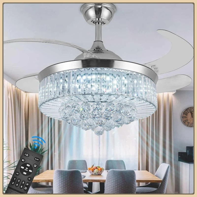 42" Invisible Ceiling Fan Chandelier