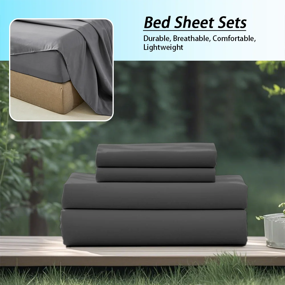 3/4Pcs soft solid color home bedding set