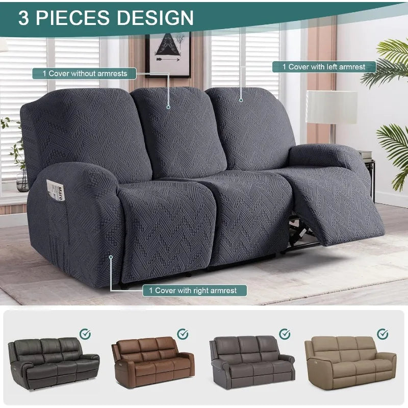 3-Seater Recliner Sofa Cover (Dark Gray)