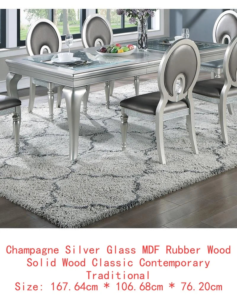 7pc Rect. Glass Dining Table Set
