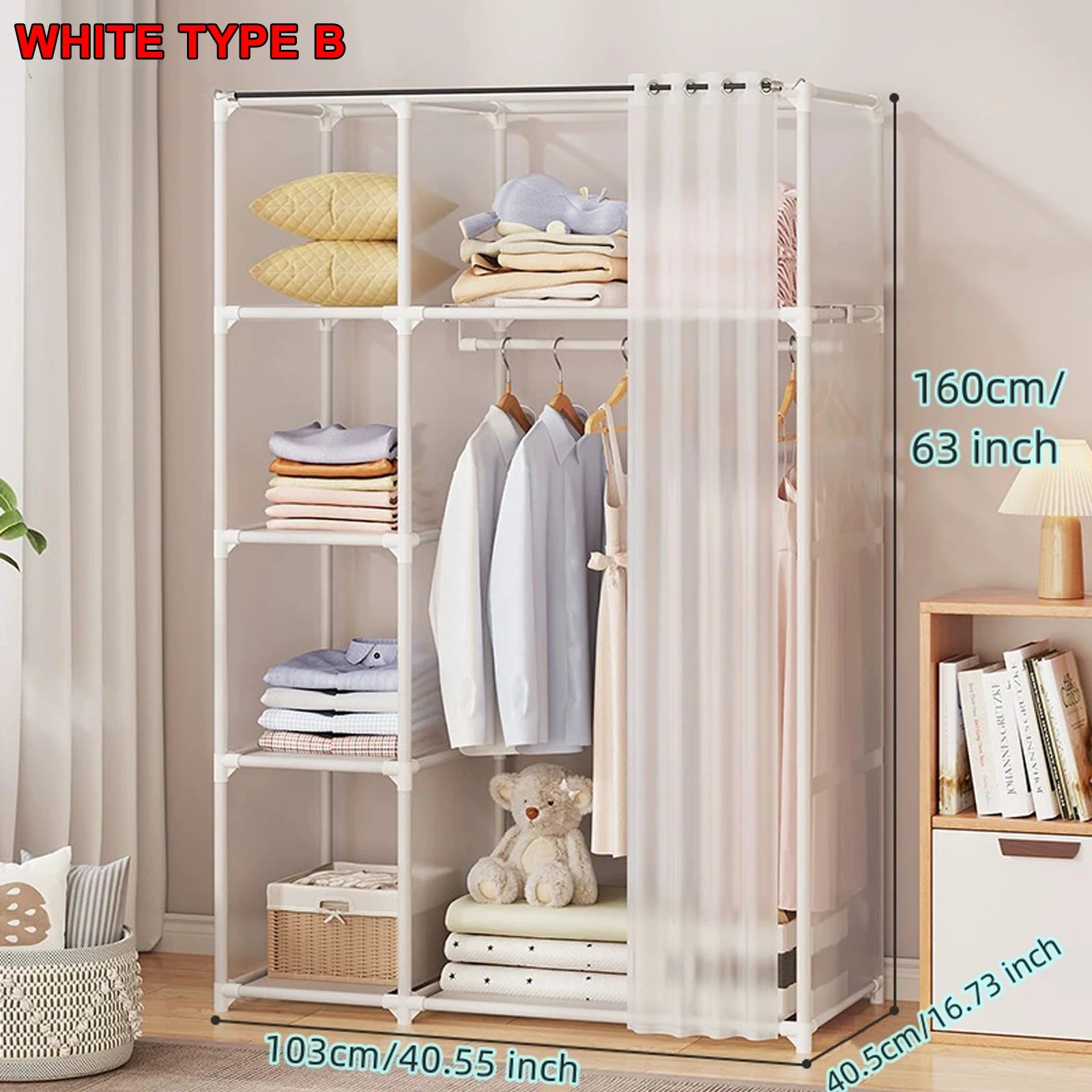 Wardrobe Rack Dustproof Cloth Closet Organizer