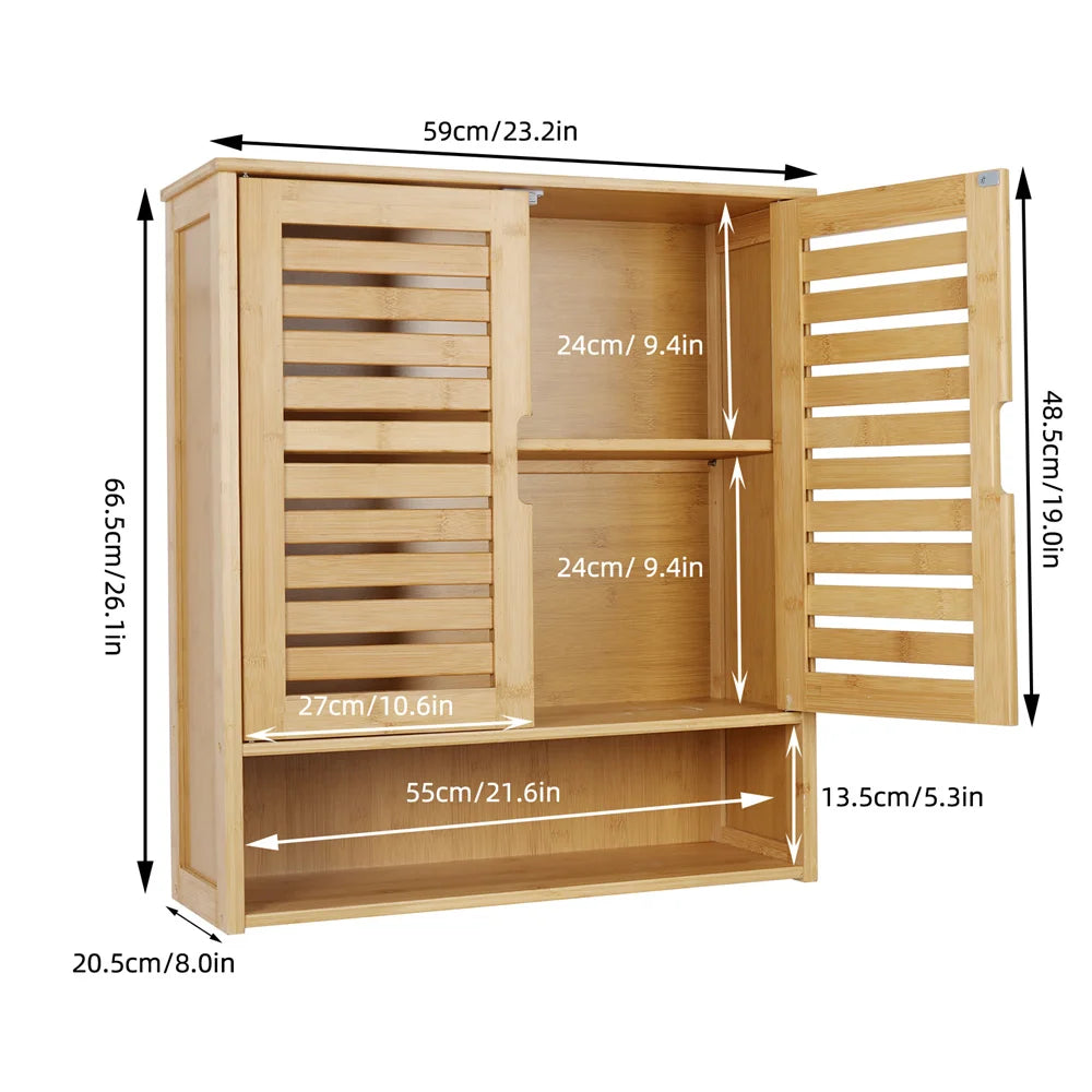 Natural Bamboo  Cabinet Wall Mounted