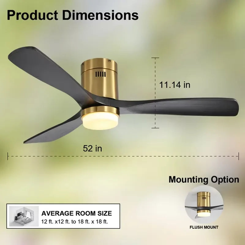 Hot sale Modern 52-inch ceiling fan with LED DC 6-speed high wind speed with remote control