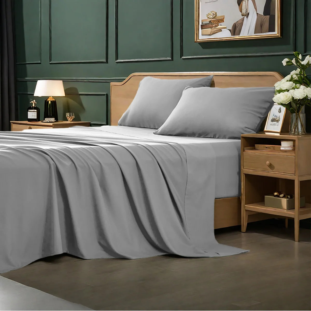 3/4Pcs soft solid color home bedding set